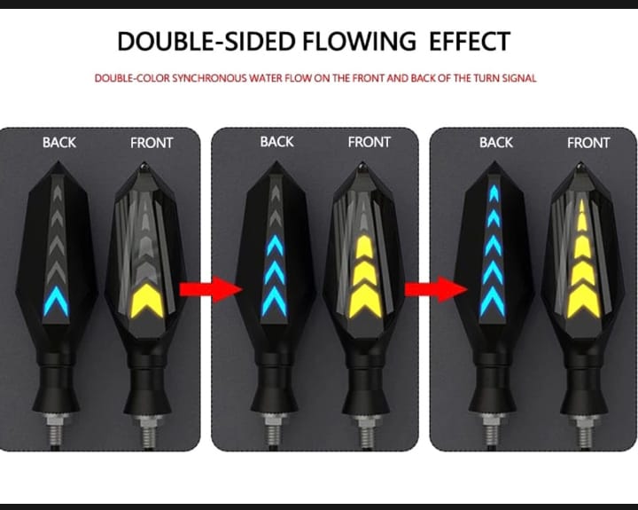 Bike Indicator Slide Arrow Running Style With Lava DRL Red - Yellow 4 Pcs Set HHC