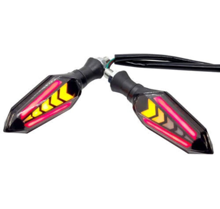 Bike Indicator Slide Arrow Running Style With Lava DRL Red - Yellow 4 Pcs Set HHC