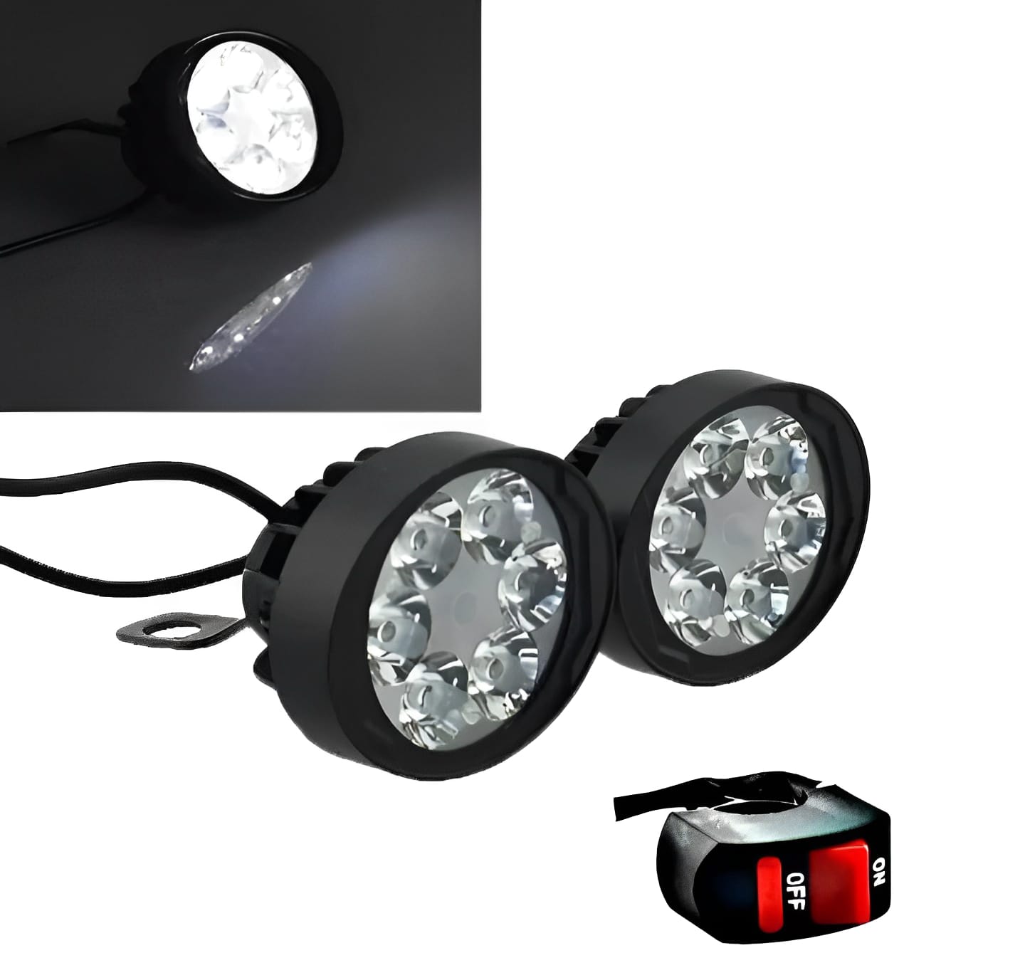 2 LED Headlight + Button Assist Lamps HHC