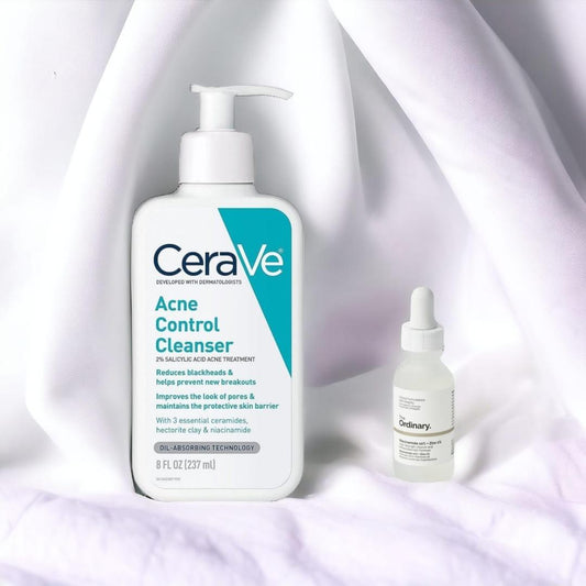 Pack of 2 CeraVe Acne Control Cleanser 237ml + Niacinamide Serum 30ml Deal HHC