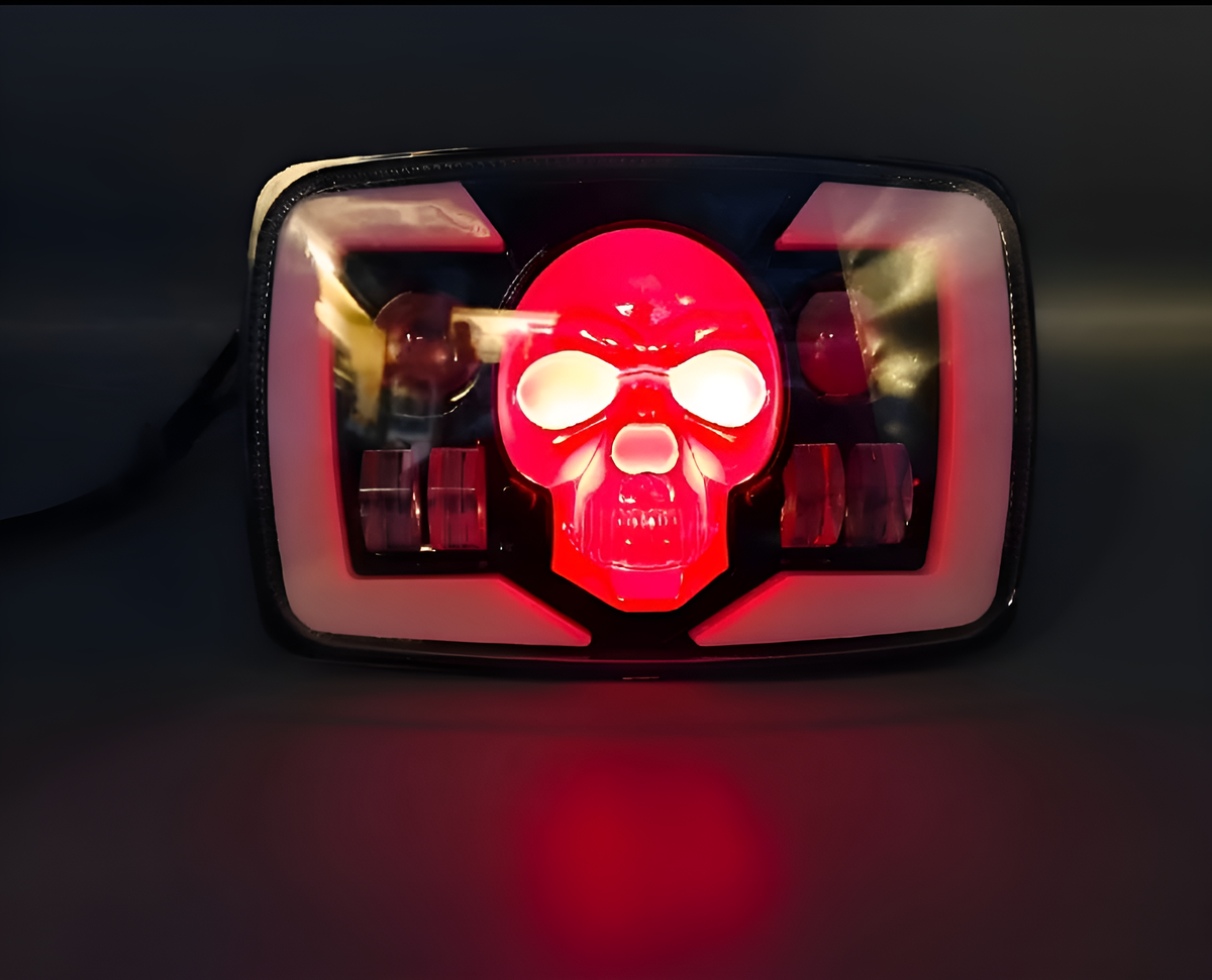Skull Style Headlight with indicators Beam For Bike HHC