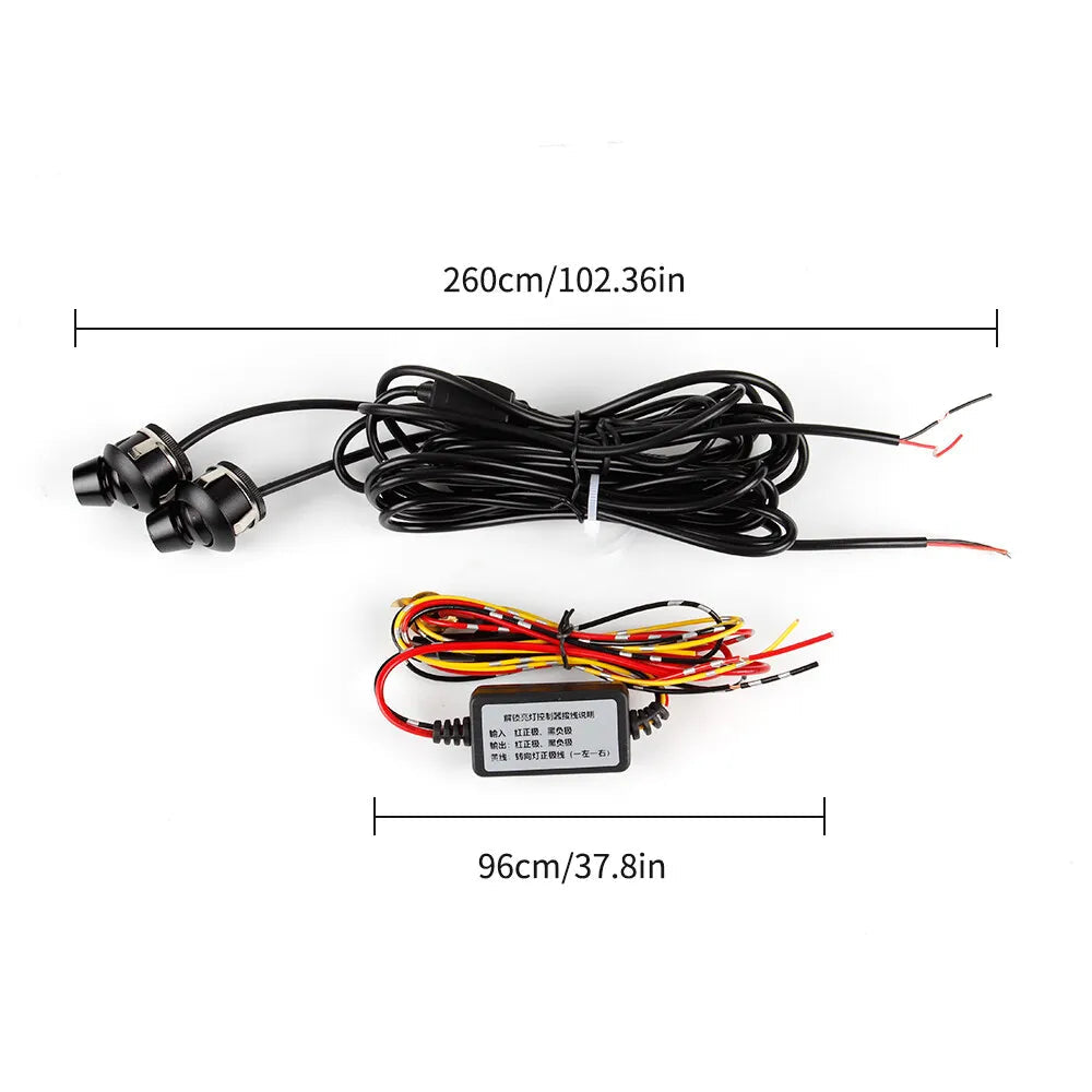 2 Pc Universal Car Rearview Mirror Side LED Angel Wing Light HHC