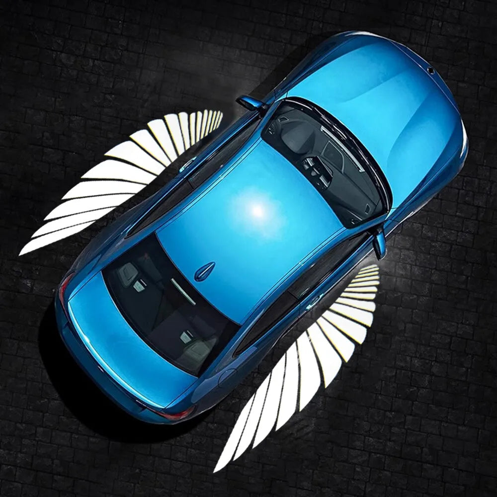 2 Pc Universal Car Rearview Mirror Side LED Angel Wing Light HHC