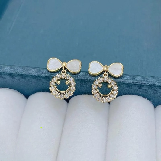 PXT-988 Smiley Face Zircon Korean Earrings HHC