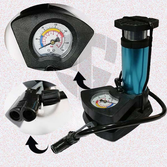 Foot And Hand Air Pump With Air Pressure Gauge HHC