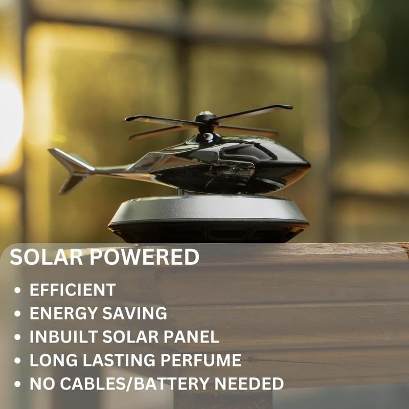 Solar Powered Car Aroma Diffuser Helicopter Air Freshener HHC