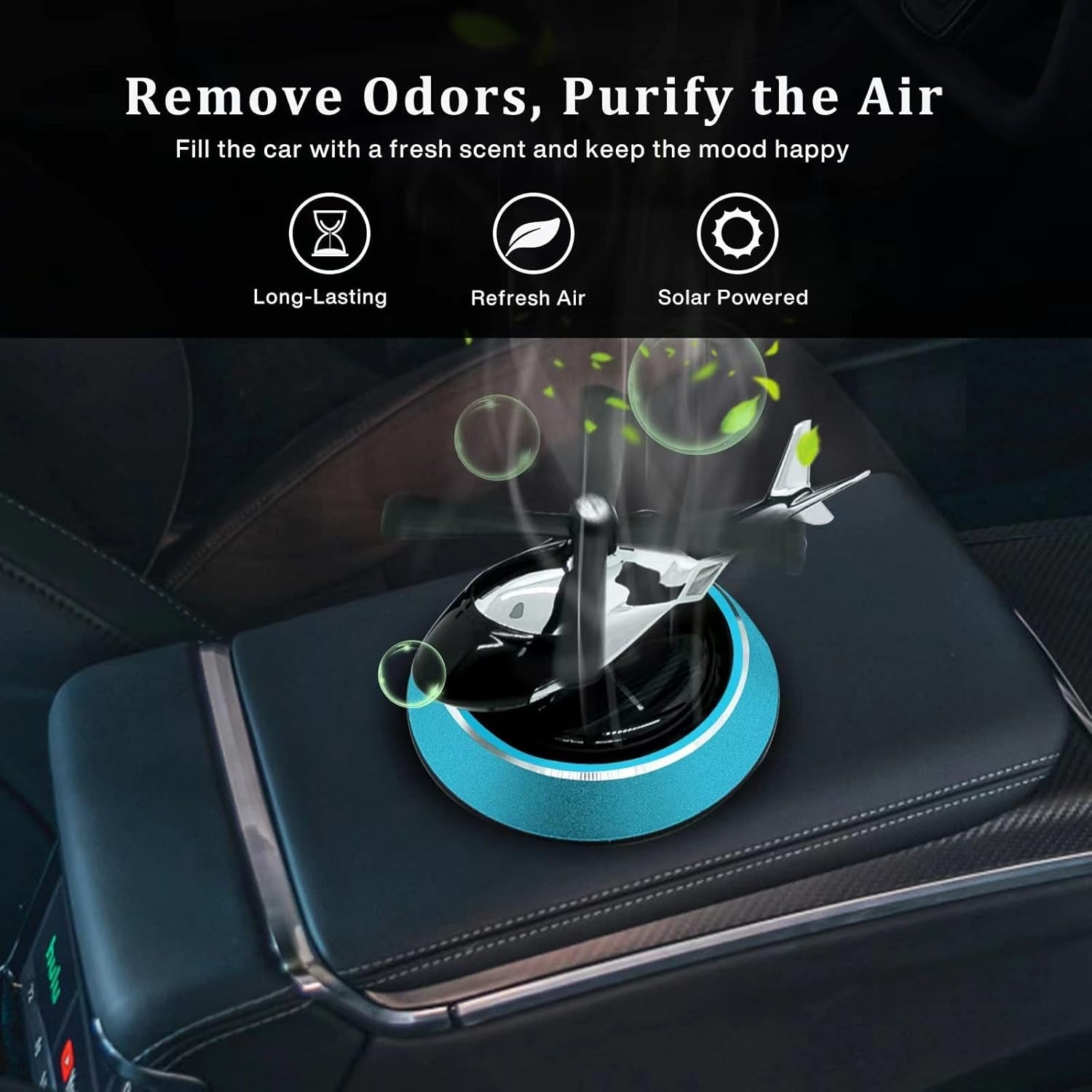 Solar Powered Car Aroma Diffuser Helicopter Air Freshener HHC