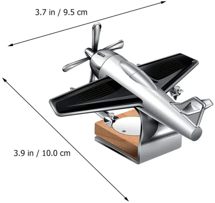 Solar Aeroplane Car Perfume Diffuser – Silver Aircraft Air Freshener for Car Dashboard HHC