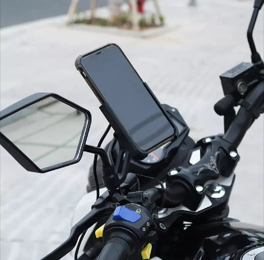 Motorcycle Mobile Holder With Charger Aluminium Body Durable And Convenient HHC