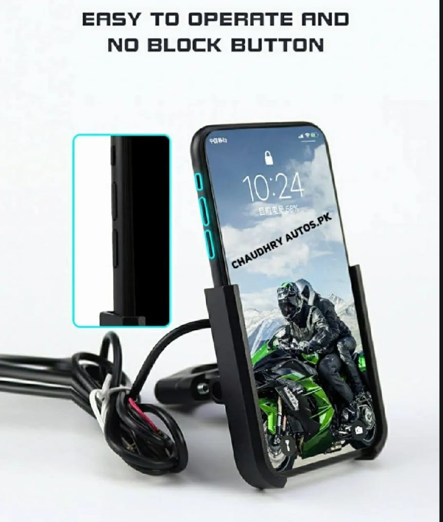 Motorcycle Mobile Holder With Charger Aluminium Body Durable And Convenient HHC