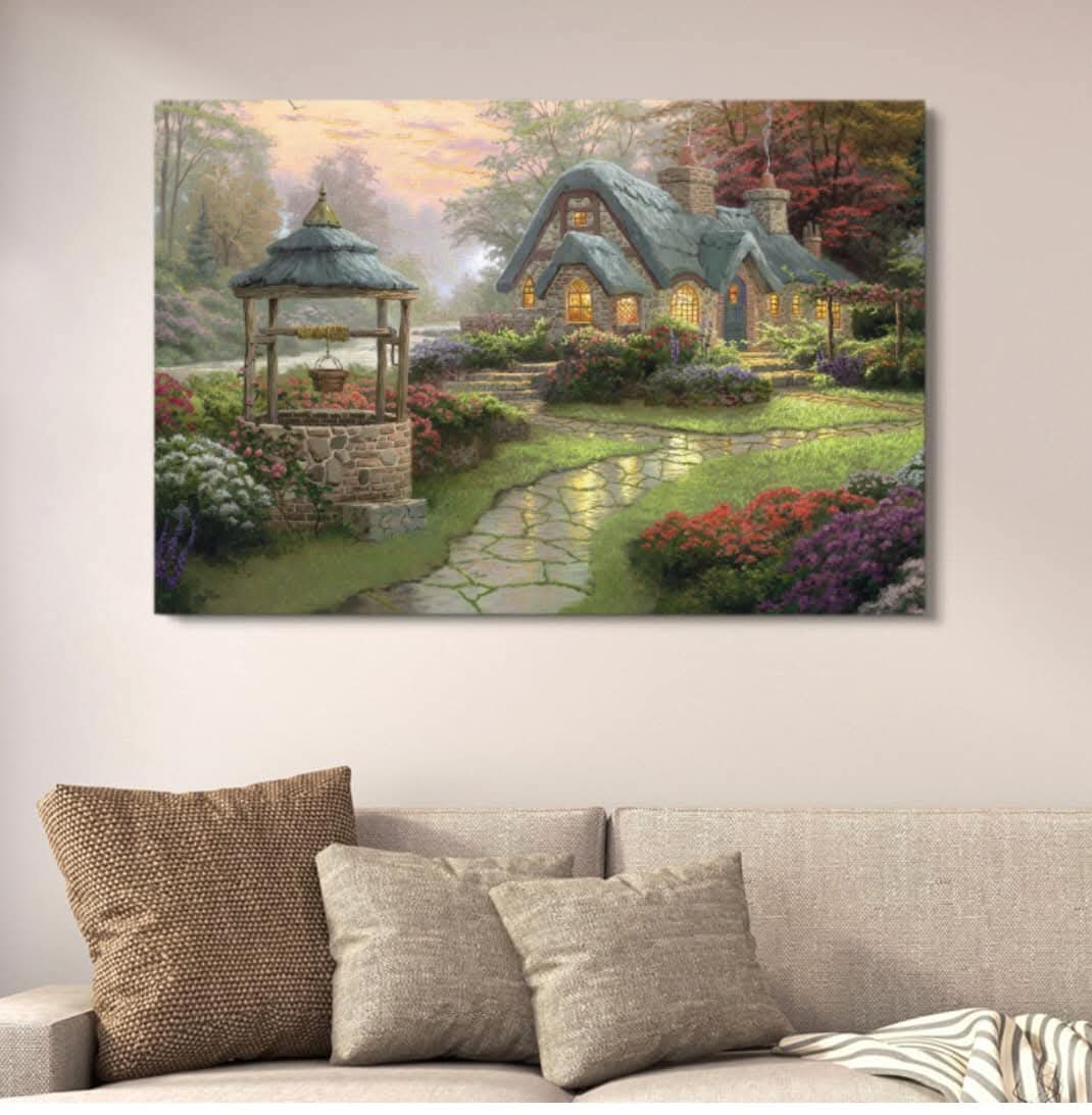 Make A Wish Cottage Canvas Art with Double Tape – 12×16 Inches HHC