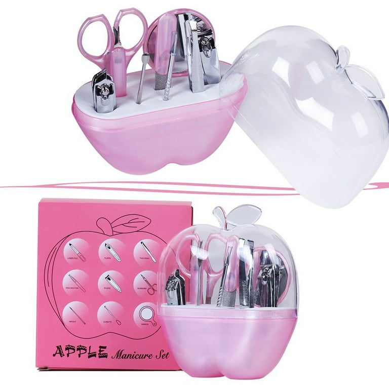 8 Pcs Apple Manicure Set ABS Plastic Mani Pedi Kit HHC