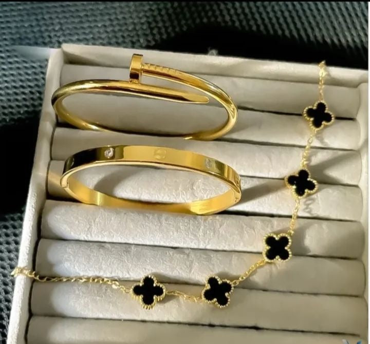 Stainless Steel 3 Piece Bracelet And Bangle Combo HHC