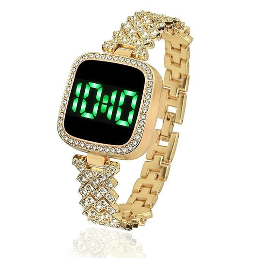 Diamond Touch Screen LED Watch for Girls & Ladies – Silver Square Dial HHC