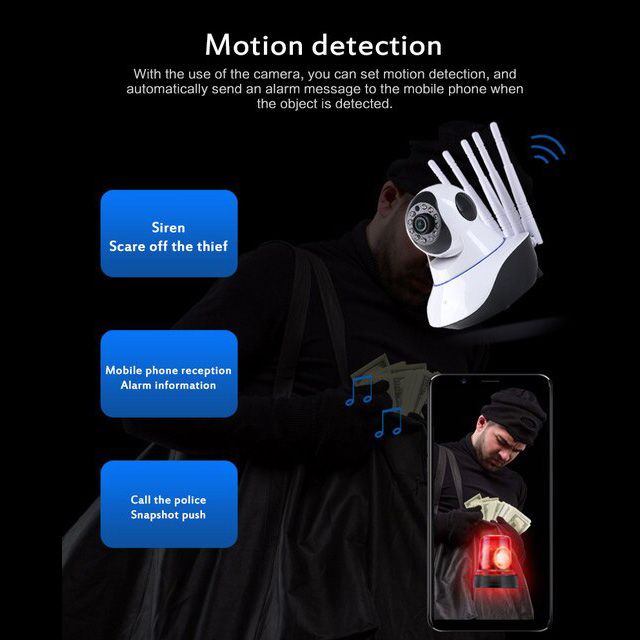 Speed-X CA-Q5-5 5 Antenna WiFi Security Camera 1080P HD Night Vision – V380 Pro HHC