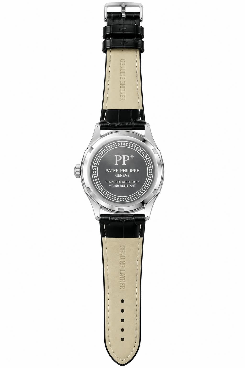 Patek Philippe Inspired Leather Strap Watch HHC