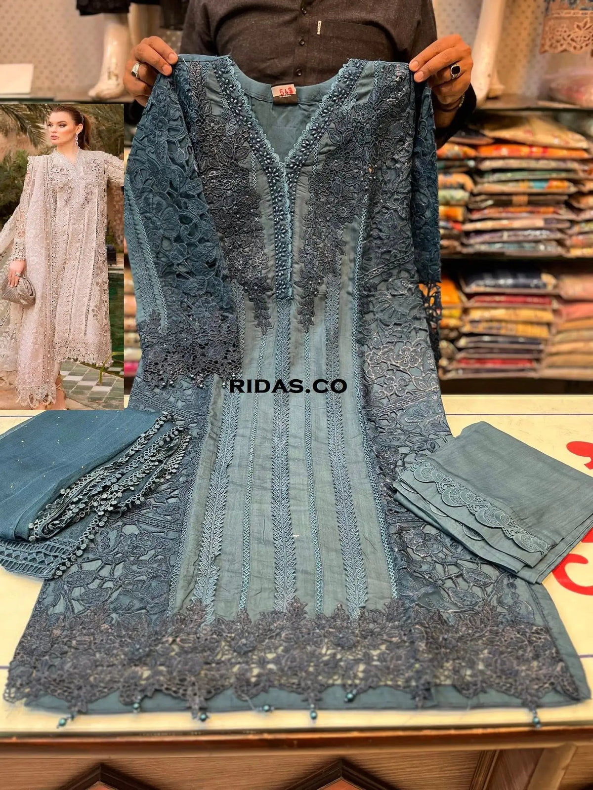 Maria b zink color embroidered dress Mansooj