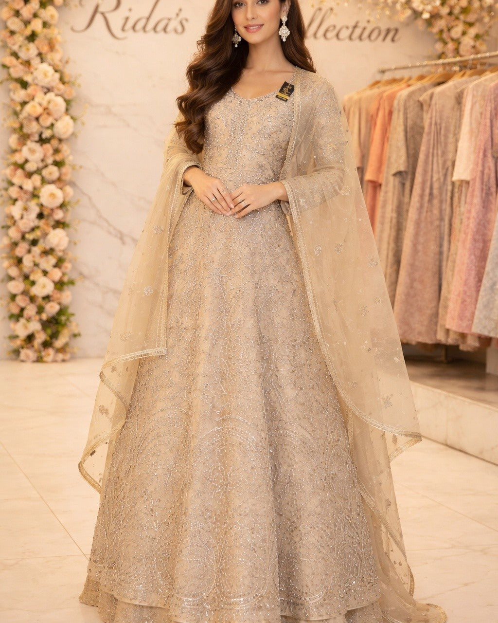 Skin Color Embroidered Maxi Rida's Collection