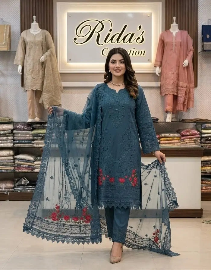 Zink embroidered lawn dress ARJ09 Areej