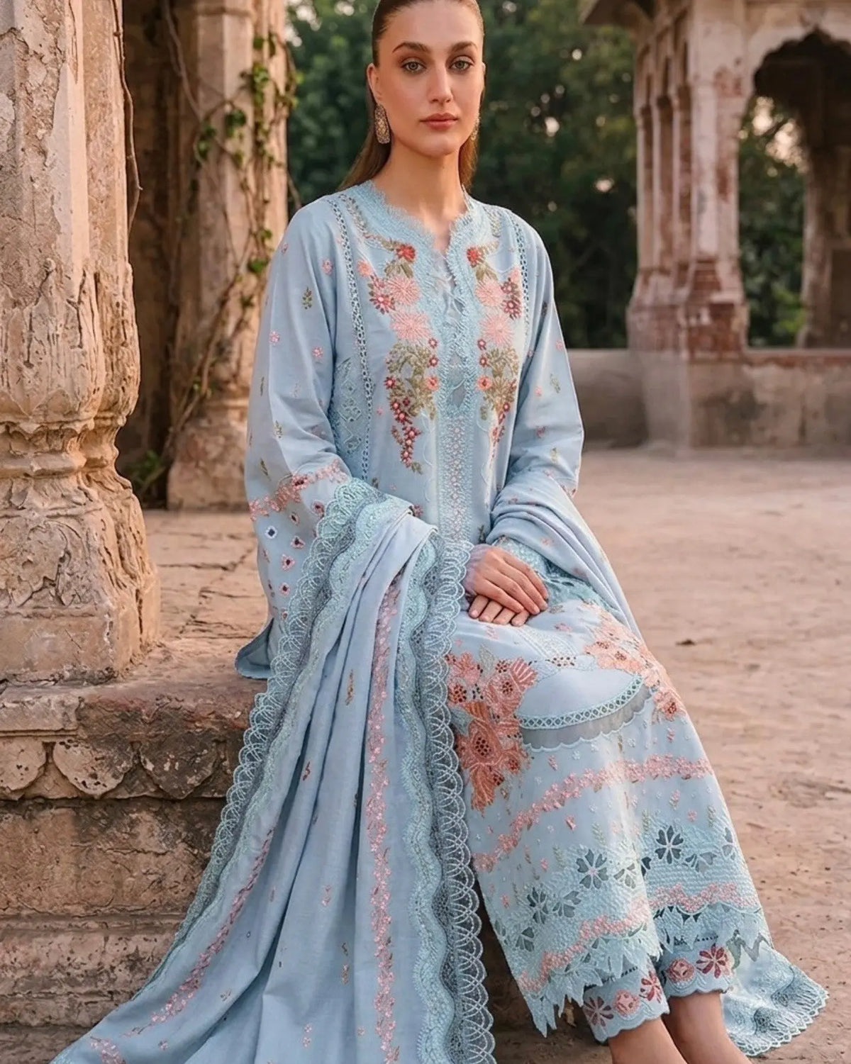 Maria b sky lawn dress MR-605 Maysoon