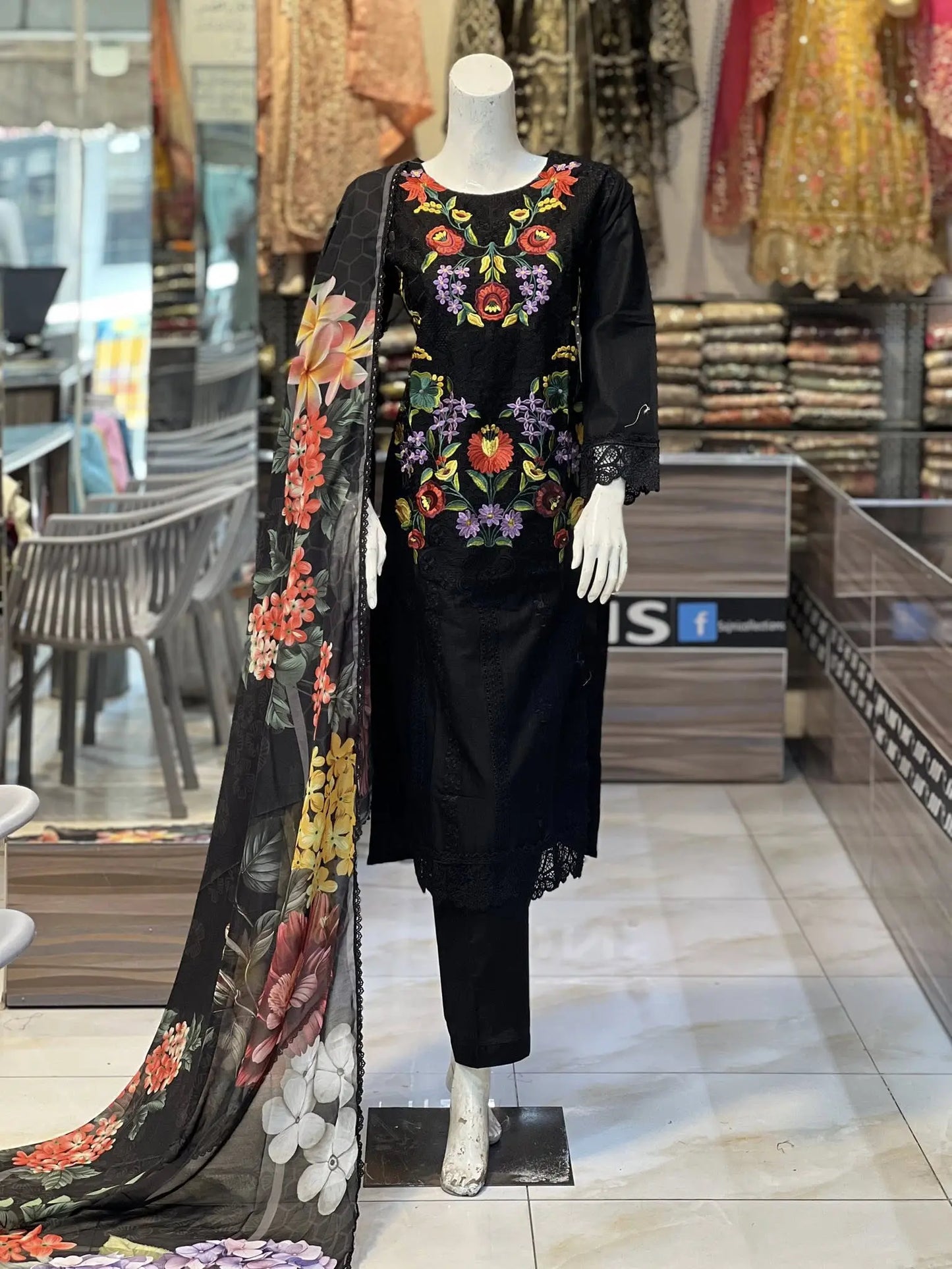 Maria b black flower Mr Haroon