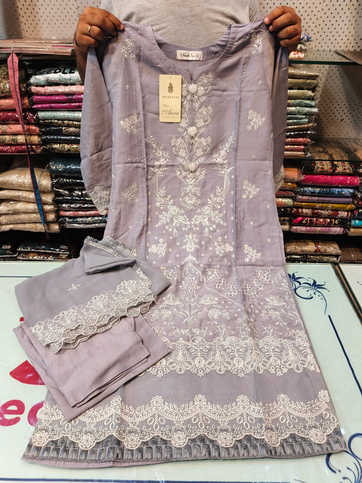 Gray color viscous embroidered dress 10 AB Kids