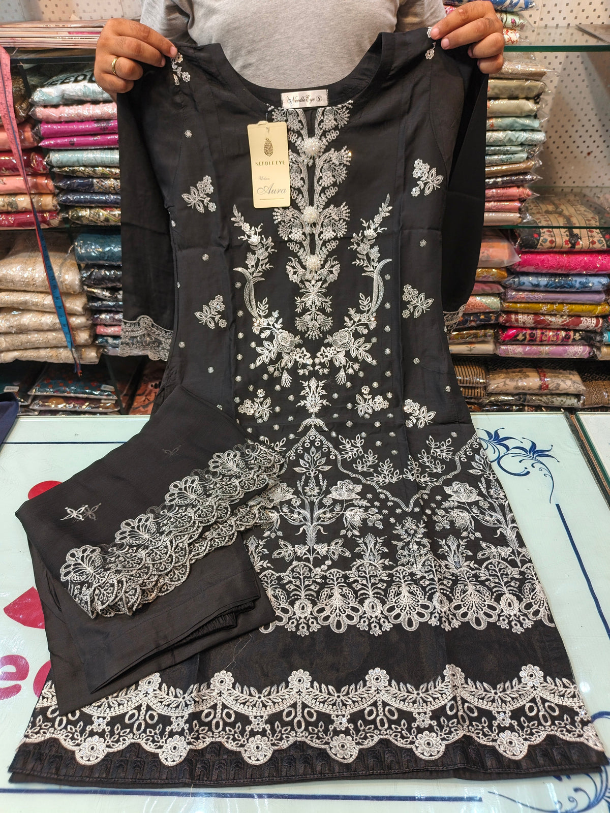 Black color viscous embroidered dress 12 AB Kids