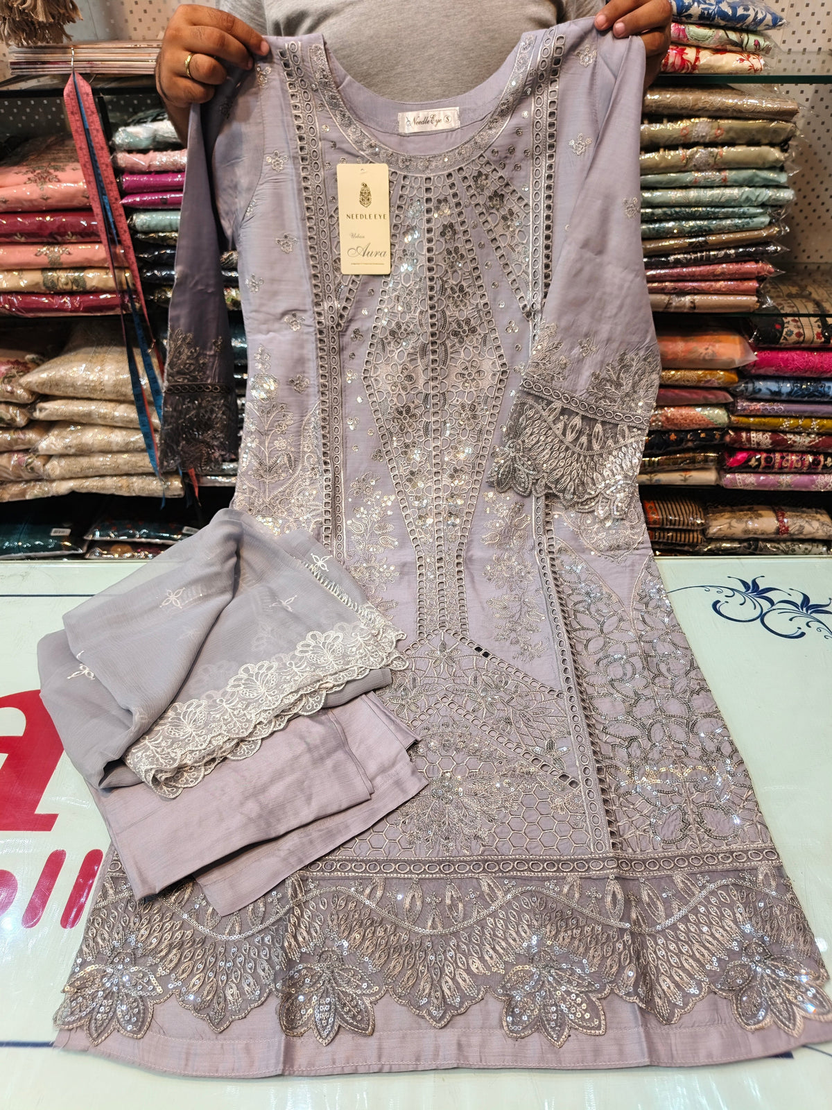 Gray color viscous embroidered dress 20 AB Kids