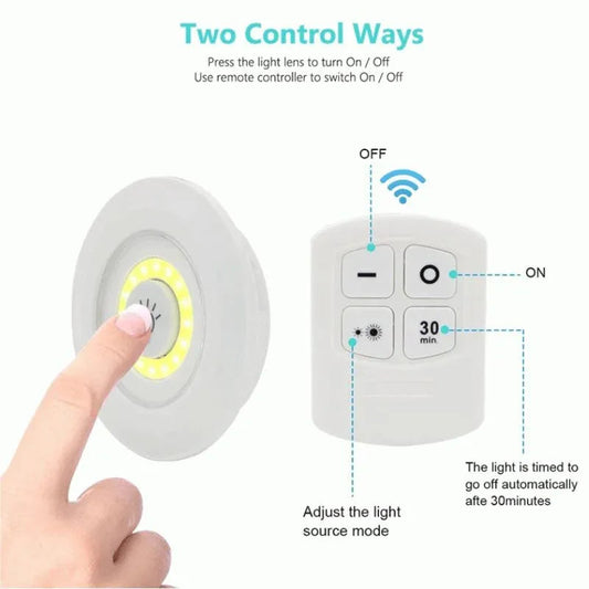 Pack of 3 LED Remote Control Tap Lights ARDS