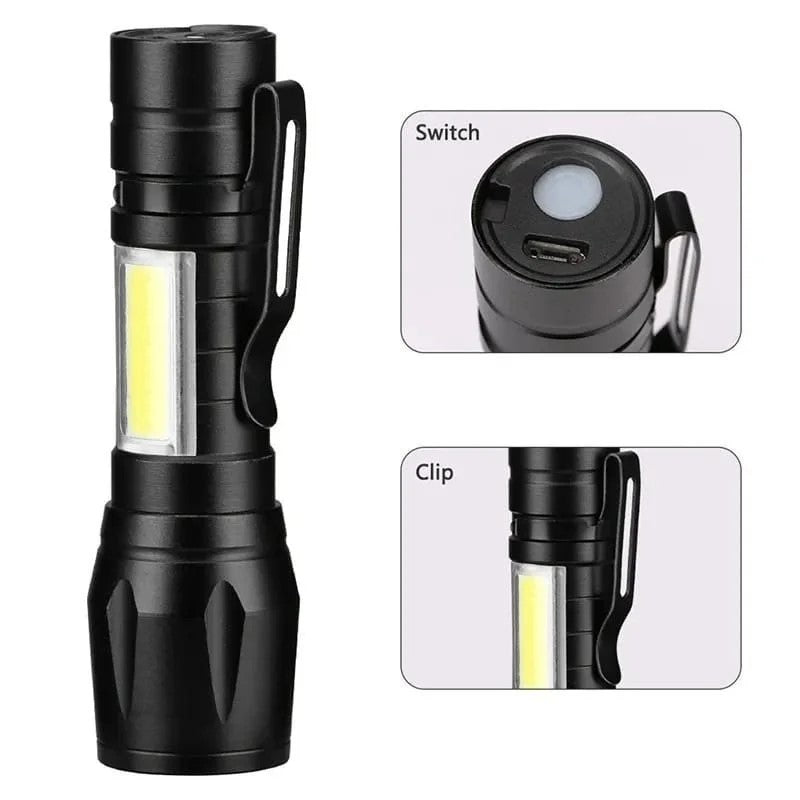 Metal COB Flashlight Torch YMDS