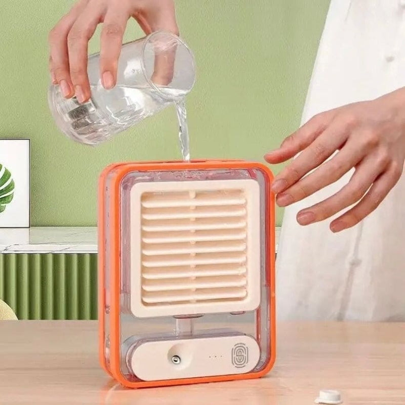 Portable USB Air Cooler Fan – 3-Speed, Mist Spray, Rechargeable | Random Color YMDS