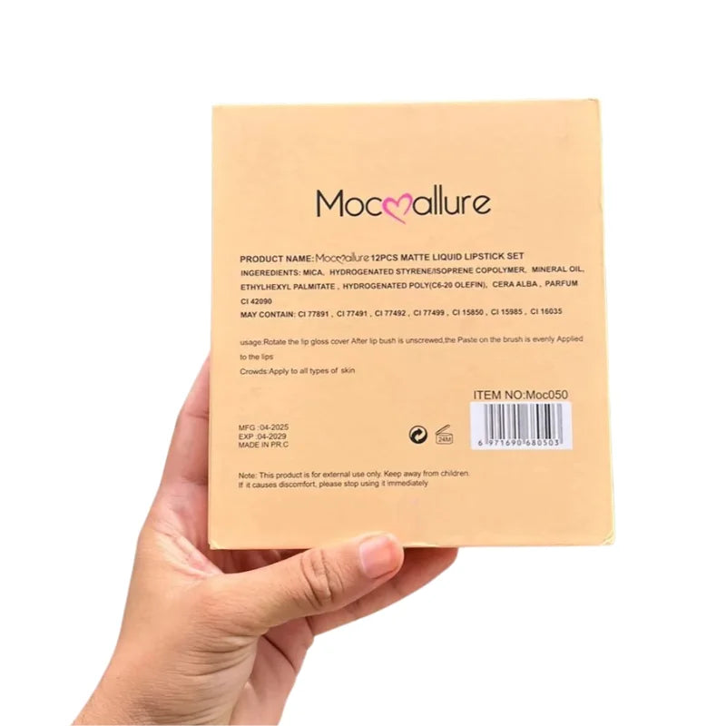 12 Pcs Mocallure Matte Liquid Lipstick Set YMDS