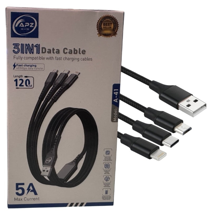 3-in-1 Fast Charging Cable 100W 480Mbps 120cm Type-C YMDS
