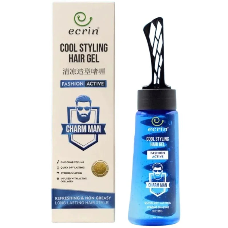 ECRIN Cool Styling Hair Gel 280ml with Active Collagen Strong Hold & Cool Fresh Effect YMDS