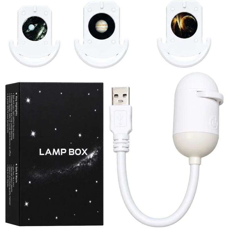 Galaxy Starry Sky Lamp Box | 2-in-1 Projector Night Light with 3 Projection Lenses YMDS