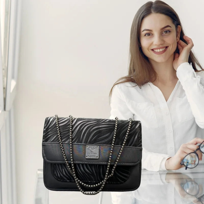 Luxury Women’s Shoulder Bag in Charcoal Black Faux Leather for Casual, Work, and Formal Use YMDS