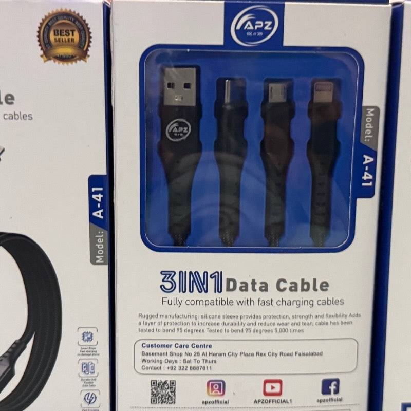 3-in-1 Fast Charging Cable 100W 480Mbps 120cm Type-C YMDS