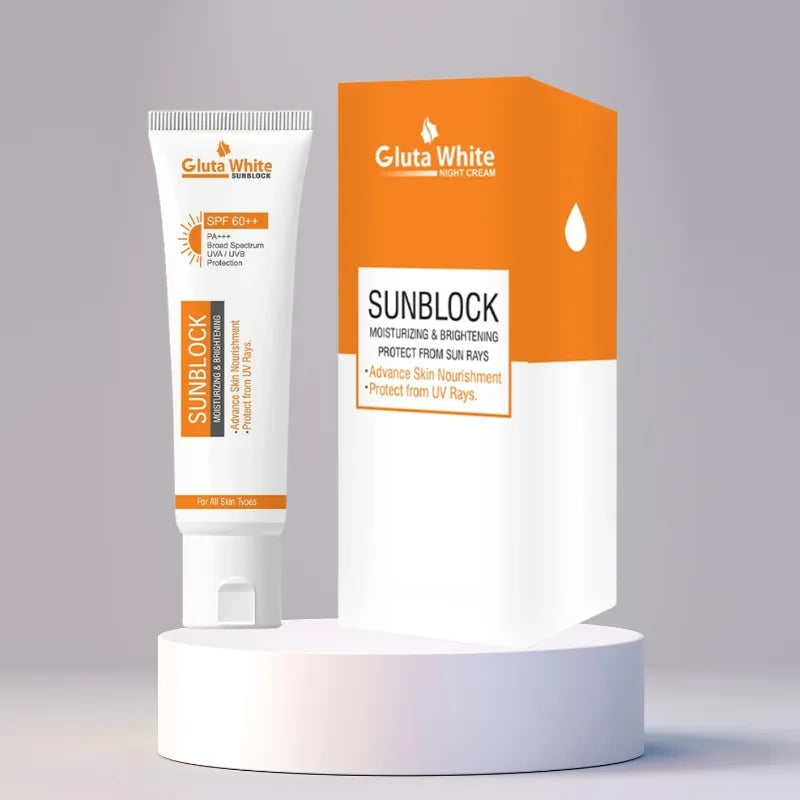 Gluta White SunBlock SPF 60 | Moisturizing & Brightening Sunscreen for All Skin Types YMDS