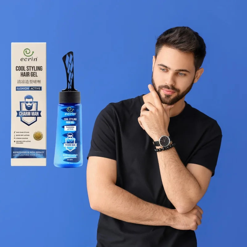ECRIN Cool Styling Hair Gel 280ml with Active Collagen Strong Hold & Cool Fresh Effect YMDS