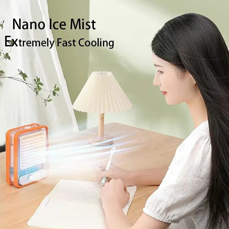 Portable USB Air Cooler Fan – 3-Speed, Mist Spray, Rechargeable | Random Color YMDS