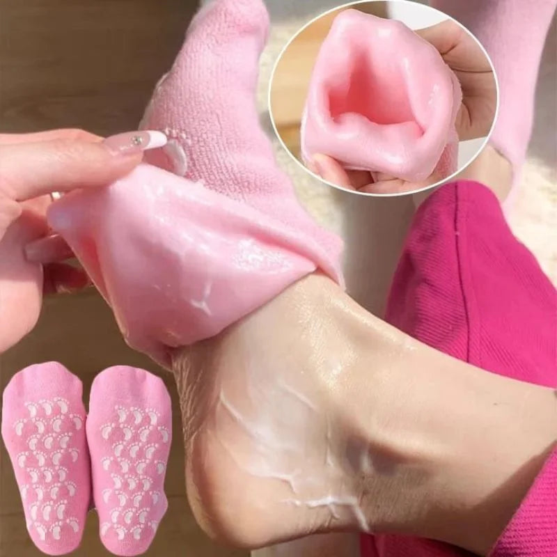 Reusable Silicone Spa Gel Socks for Dry Feet & Cracked Heels YMDS