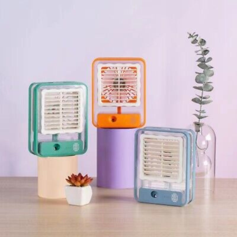 Portable USB Air Cooler Fan – 3-Speed, Mist Spray, Rechargeable | Random Color YMDS