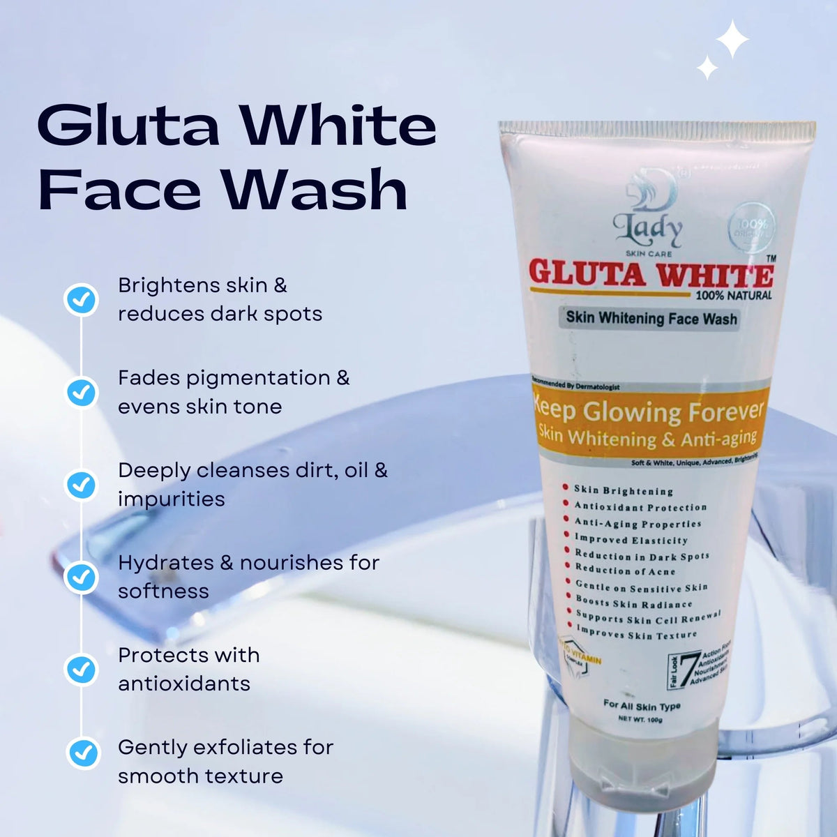 Gluta White Skin Whitening Face Wash YMDS
