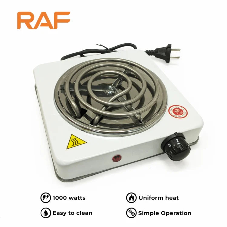 White RAF R.8010B Electric Stove Hot Plate and Cooker with 1000W Power YMDS