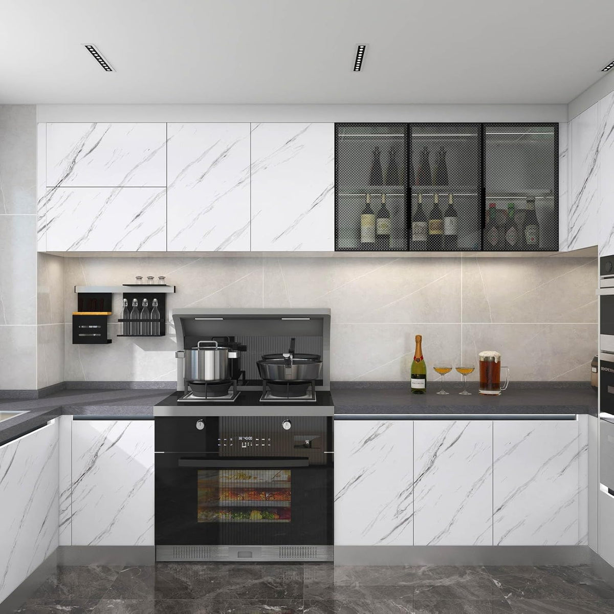 White & Grey | Marble Sheet Sticker 60x200cm YMDS