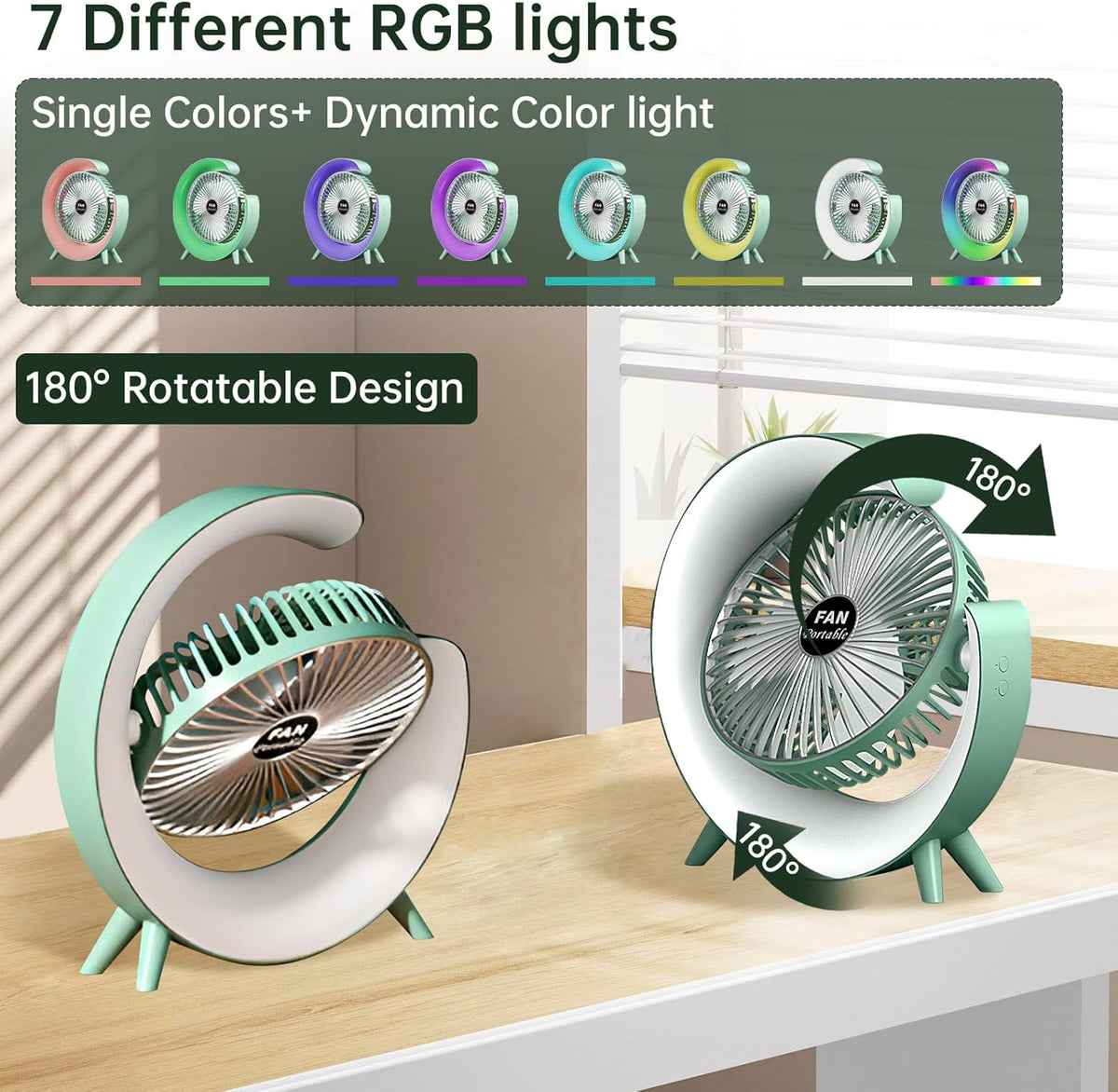 Colorful USB Rechargeable Desktop Fan YMDS