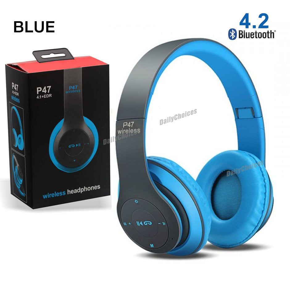 P47 Wireless Headphones | Bluetooth Foldable Headset | Stereo Sound | FM Radio & TF Card Support | Built-in Microphone YMDS