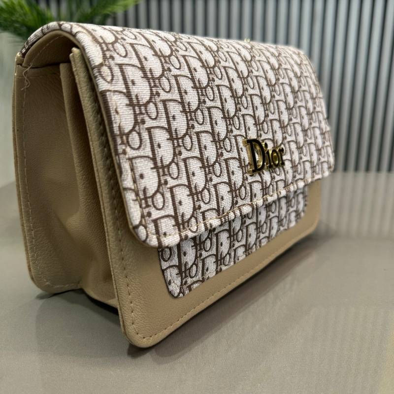 Beige | Dior Oblique Canvas & Leather Flap Clutch YMDS