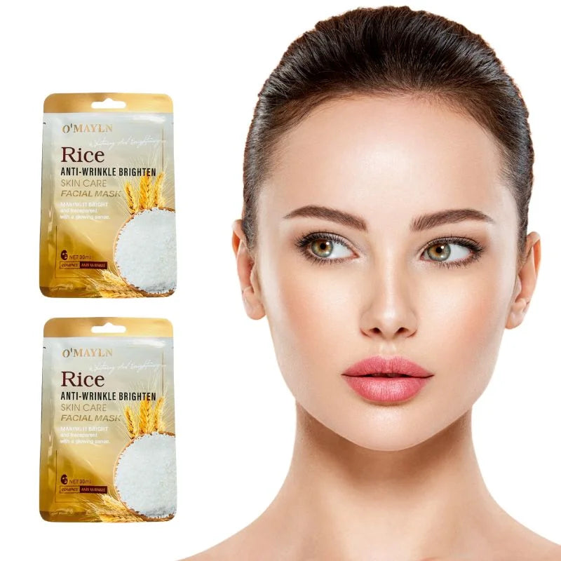 Pack of 2 | O’Mayln Rice Facial Mask | Anti-Wrinkle, Brightening & Hydrating Sheet Mask YMDS