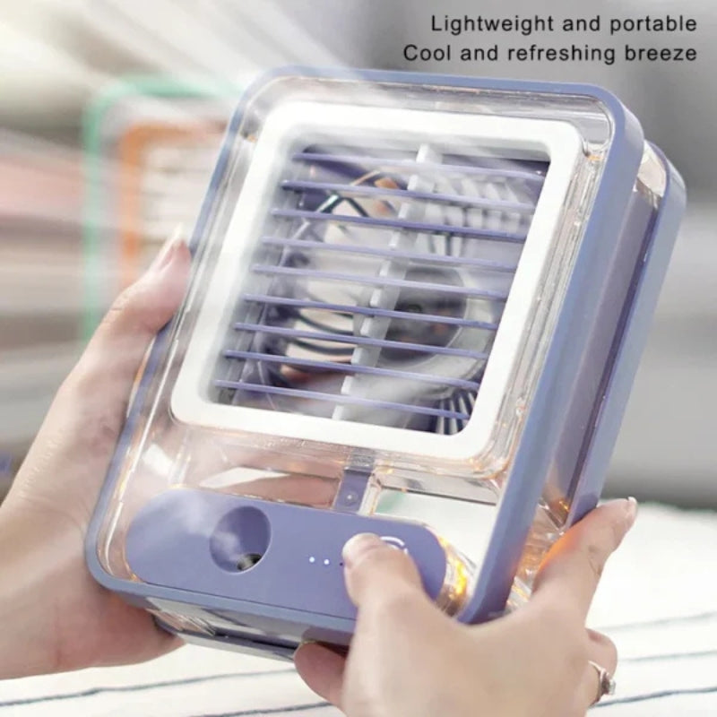 Portable USB Air Cooler Fan – 3-Speed, Mist Spray, Rechargeable | Random Color YMDS